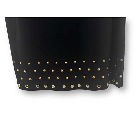 Size 16W 1X BLACK PONTE KNIT SHIFT DRESS Gold Embellished Fall Winter PLUS‎ SIZE - Picture 4 of 8